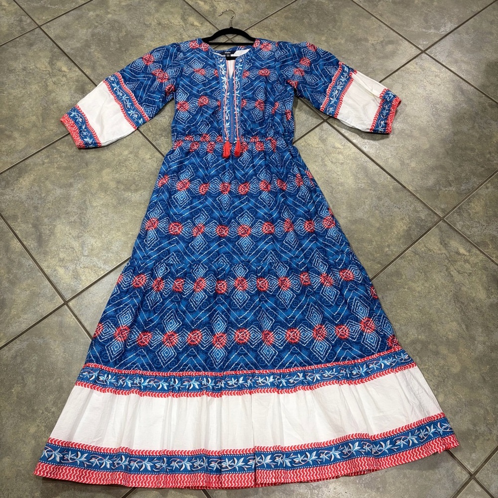 HATLEY hatley celine maxi dress in diamond shibori Sz M Vacay Beachy Party - Picture 8 of 11